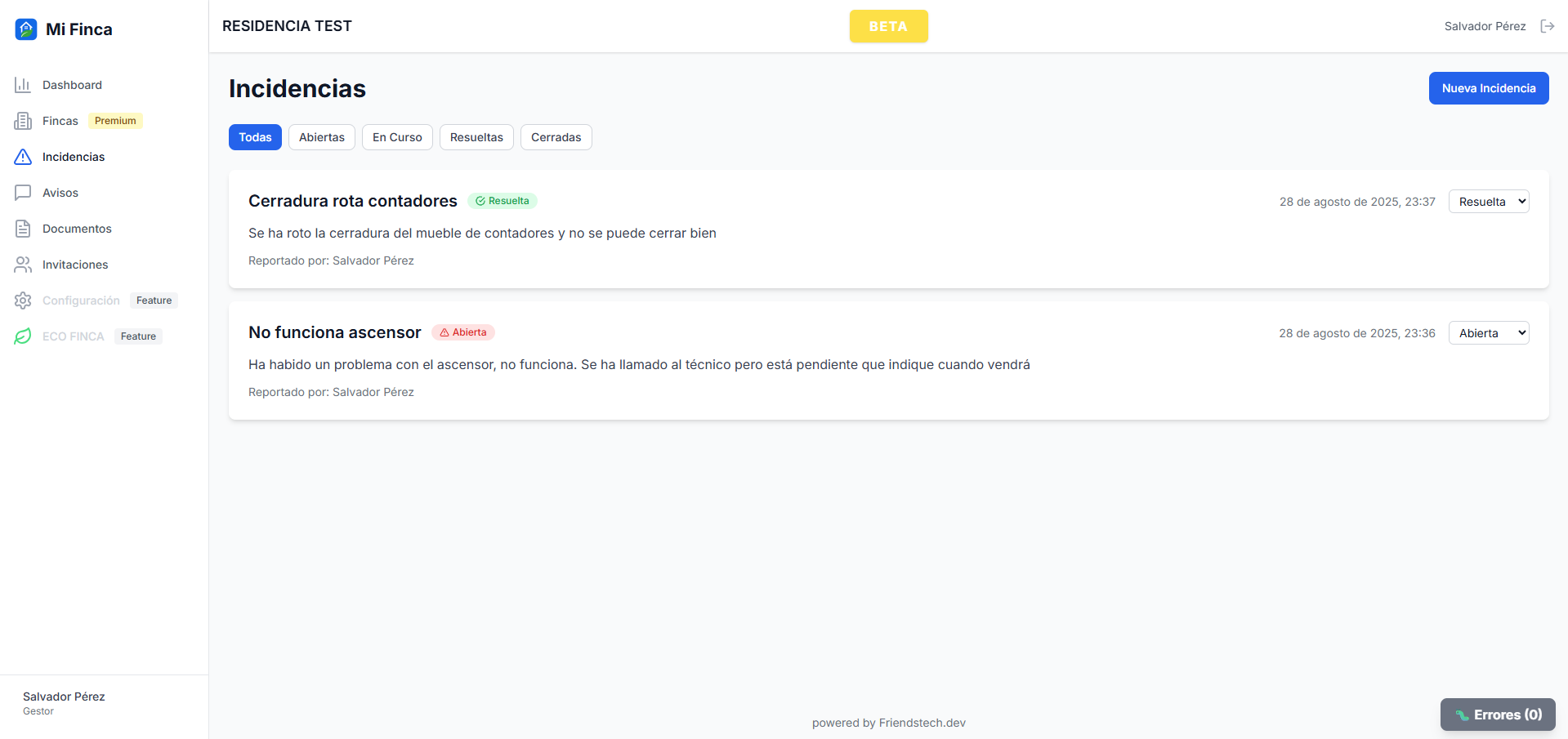 Gestión de incidencias